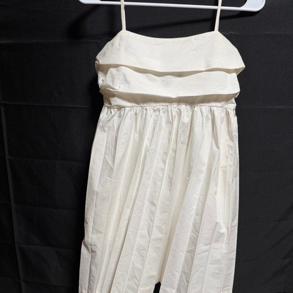 A New Day White Cotton Smocked Sundress Square Neck Spaghetti Strap XS